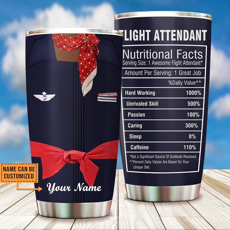 Personalized Flight Attendant Nutritional Facts Tumbler
