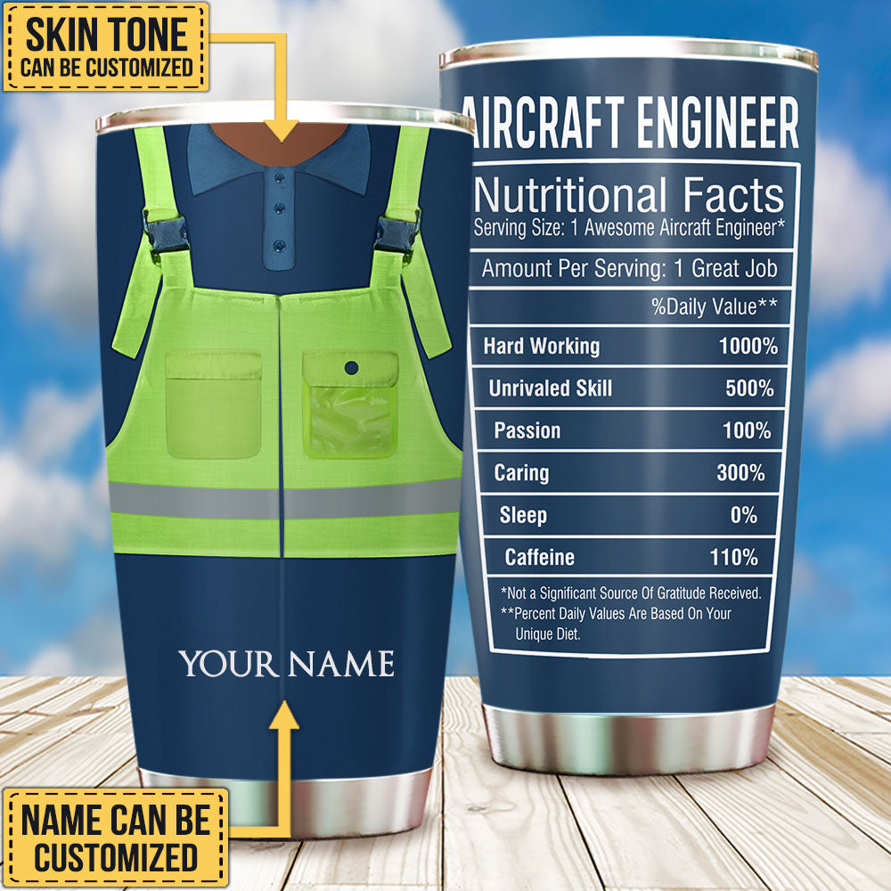 Personalized Aircraft Engineer Nutritional Facts Tumbler