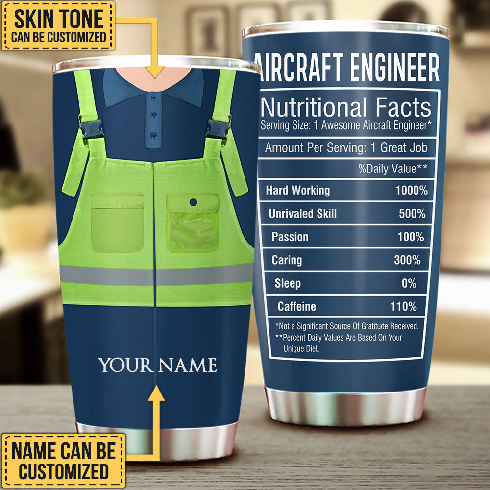 Personalized Aircraft Engineer Nutritional Facts Tumbler