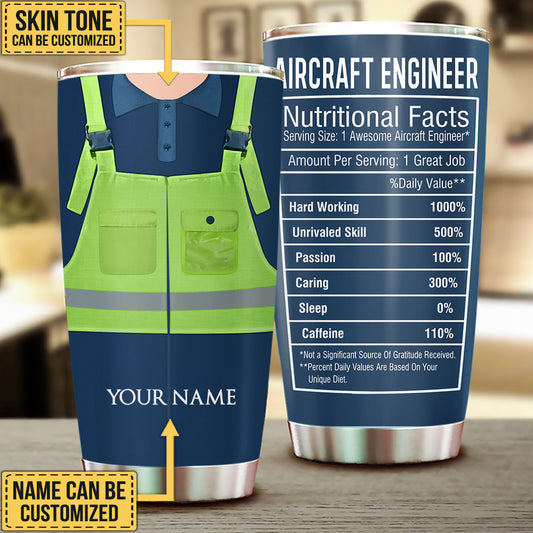 Personalized Aircraft Engineer Nutritional Facts Tumbler
