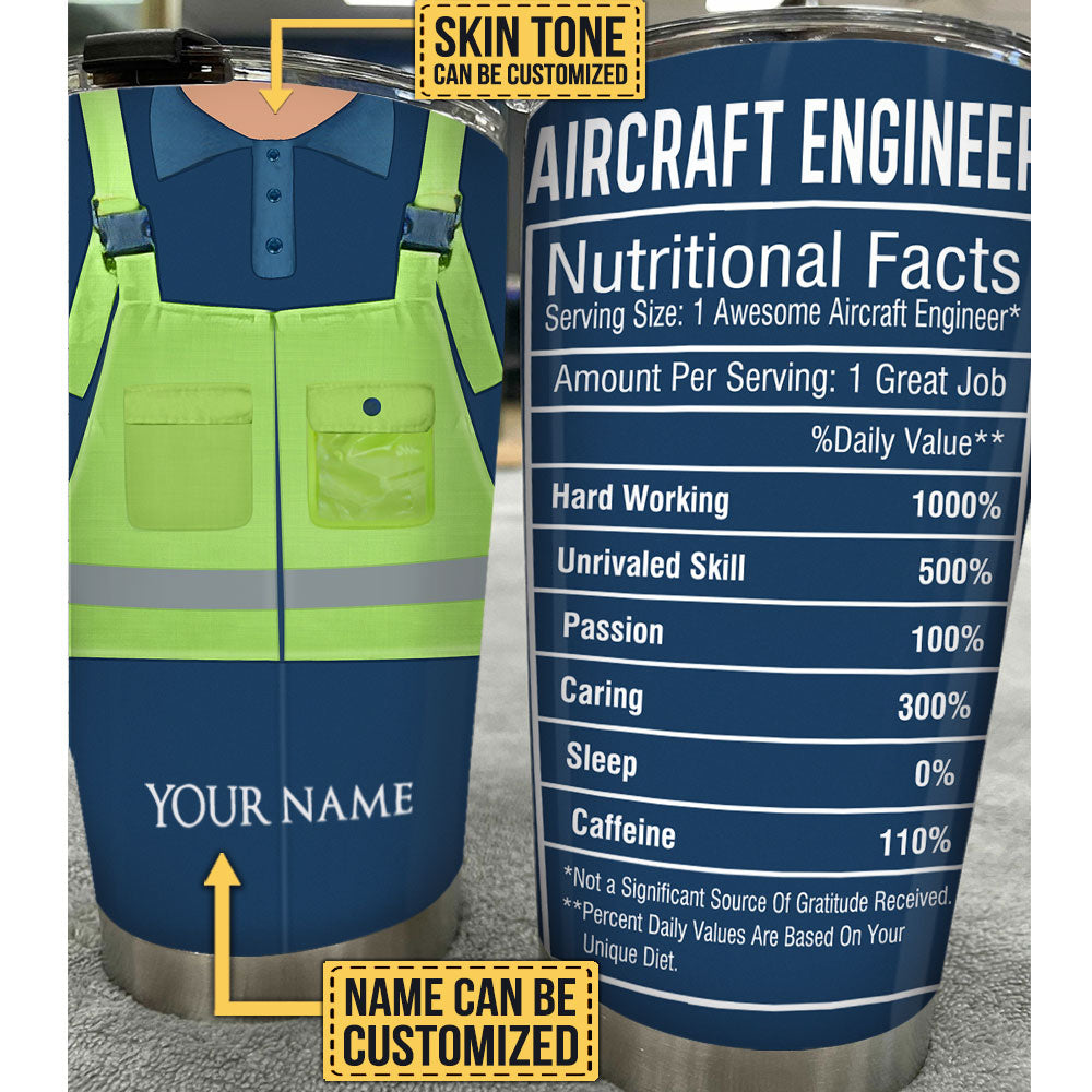 Personalized Aircraft Engineer Nutritional Facts Tumbler