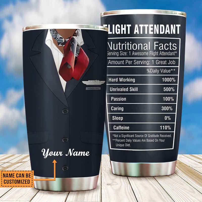 Personalized Flight Attendant Nutritional Facts Tumbler