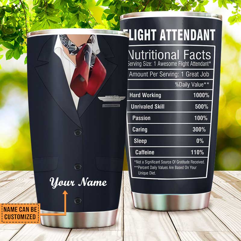 Personalized Flight Attendant Nutritional Facts Tumbler