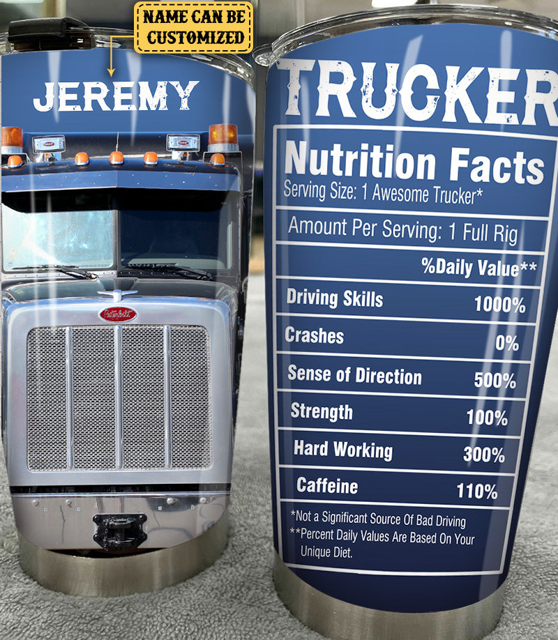Personalized Trucker Nutritional Facts Tumbler