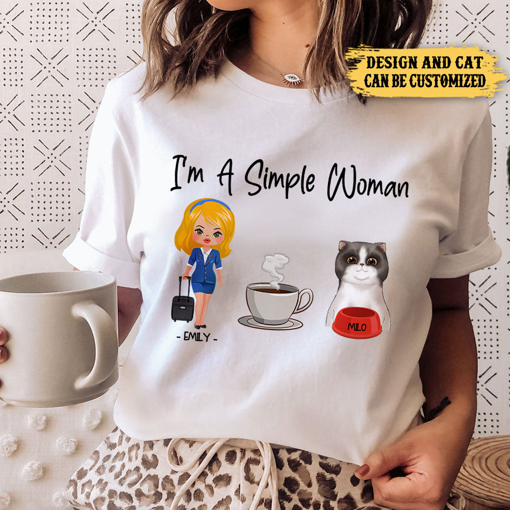 Personalized I'm A Simple Woman Flight Attendant Shirt