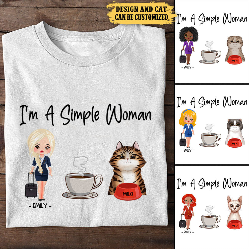 Personalized I'm A Simple Woman Flight Attendant Shirt