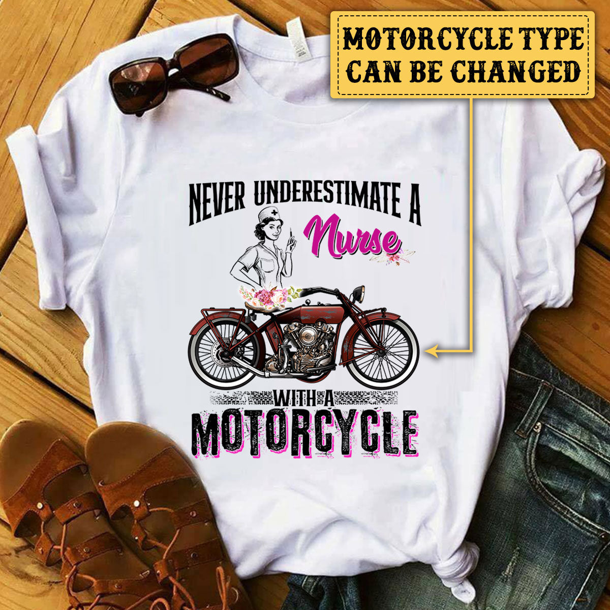 Personalized Never Underestimate A Nurse With A Motorcycle Shirt