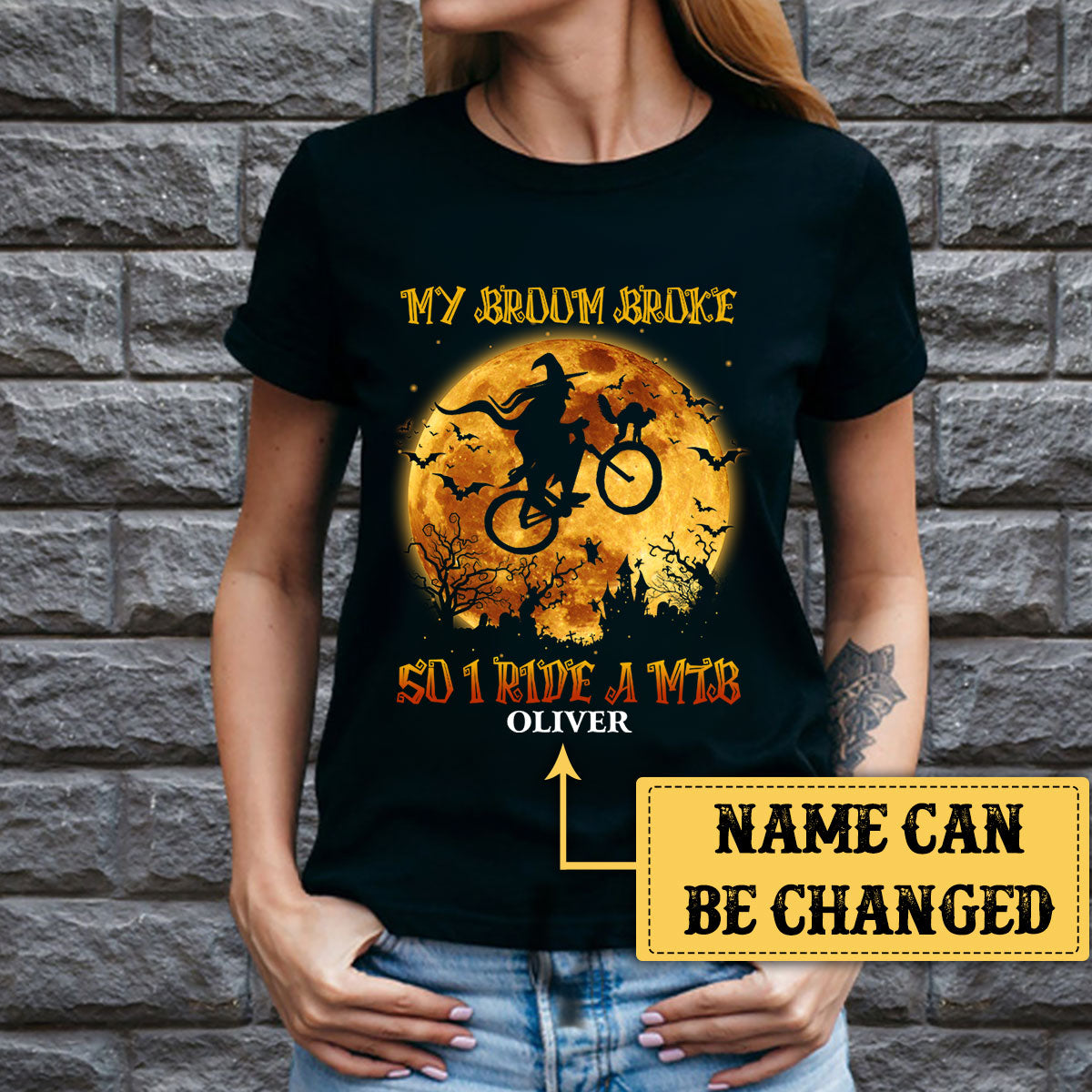 Personalized My Broom Broke So I Ride A MTB Halloween Shirt
