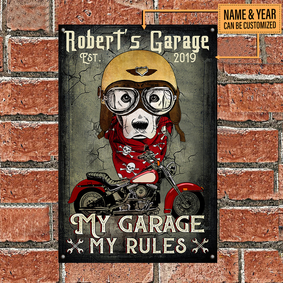 Personalized Dog My Garage My Rules Classic Metal Sign