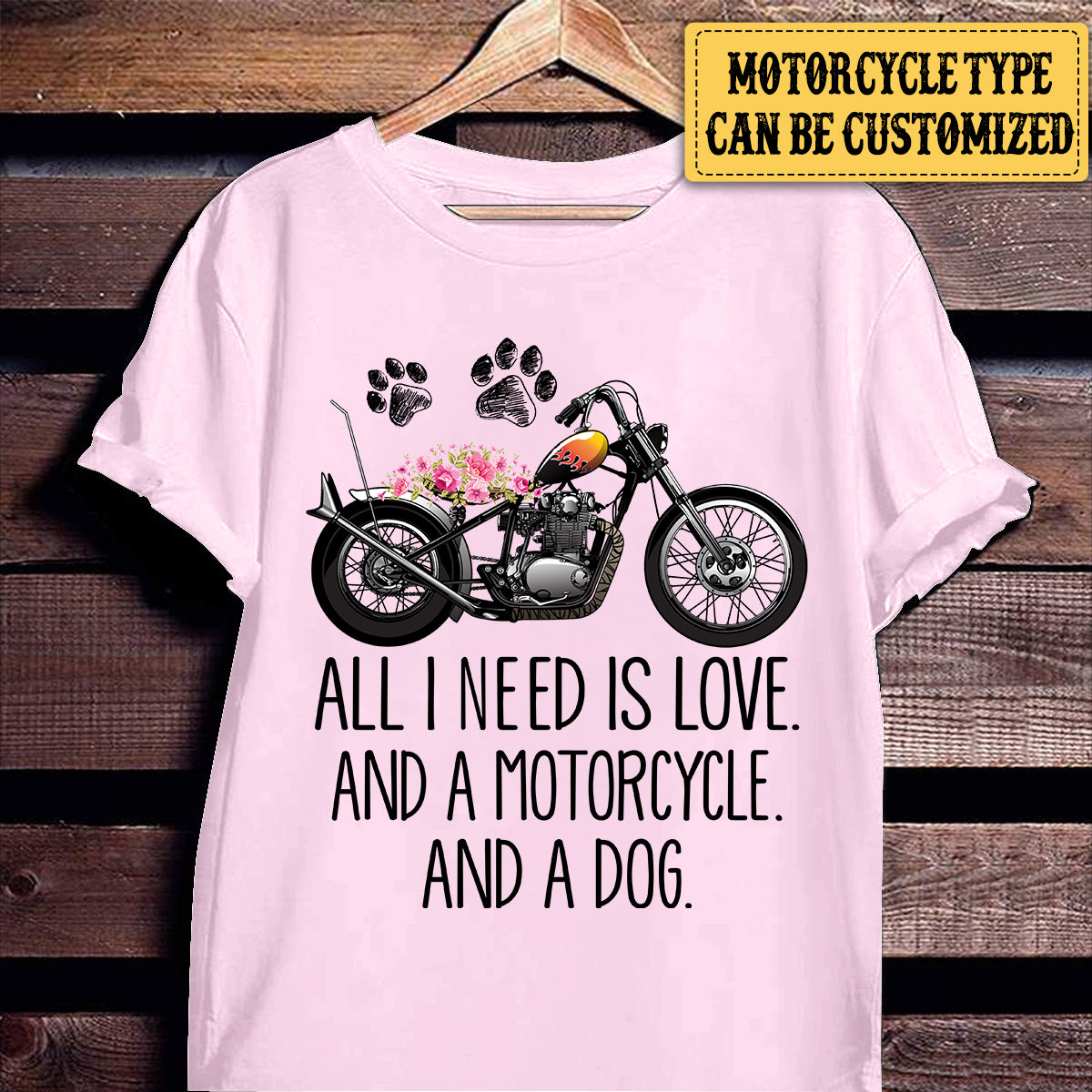 Personalized All I Need Is Love And Dog And Motorcycle Shirt