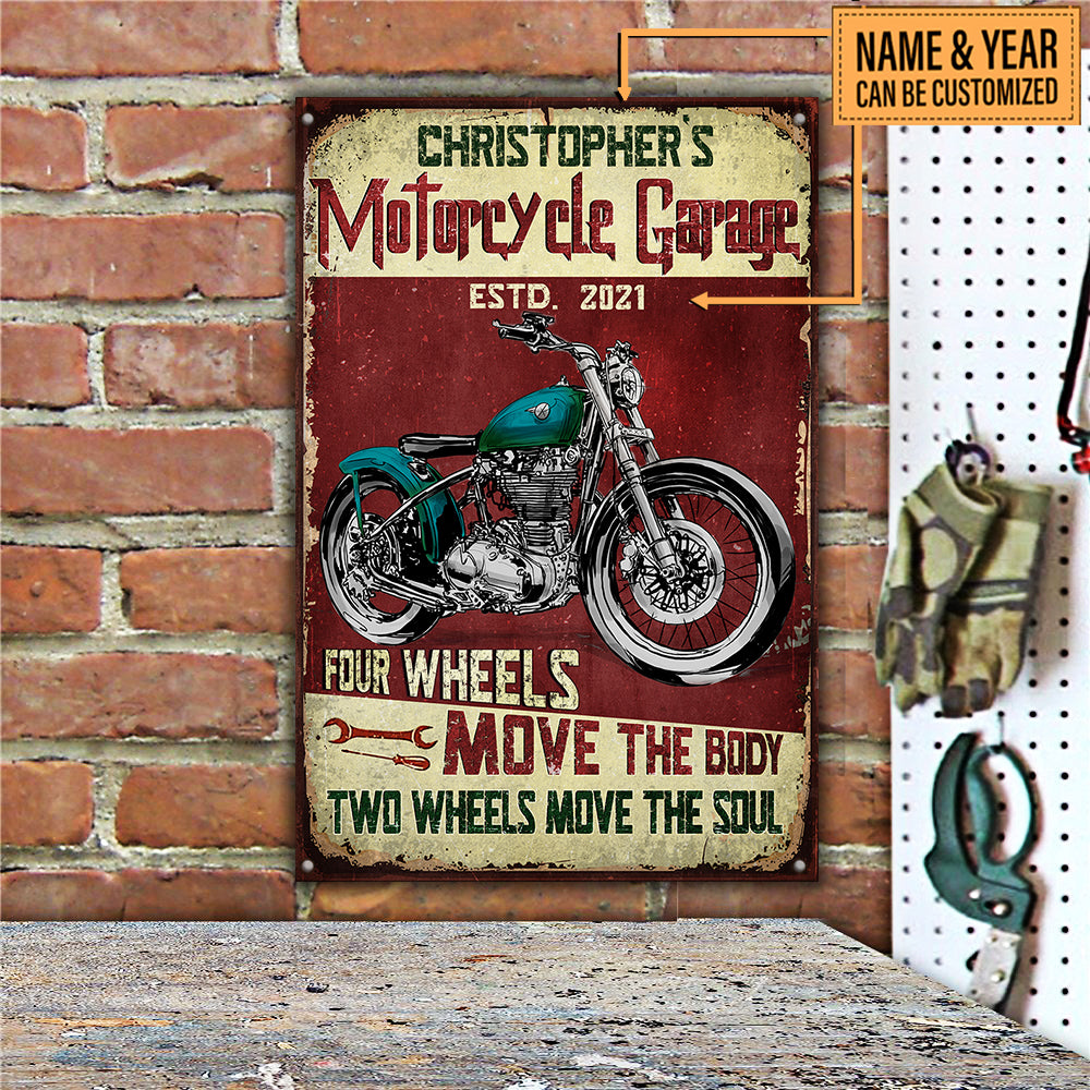 Personalized Motorcycle Garage Classic Metal Sign