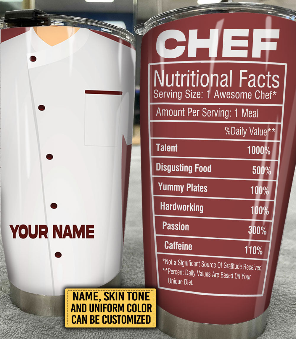 Personalized Chef Nutritional Facts Tumbler