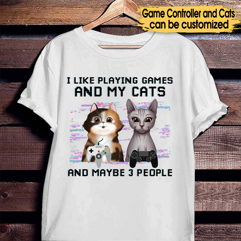 Personalized I Like Playing Games And My Cats Shirt