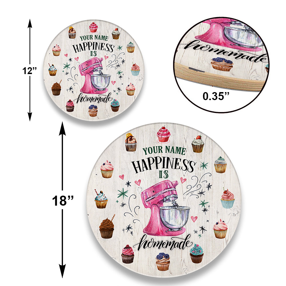 Personalized Happiness Is Homemake Baking Wood Round Sign