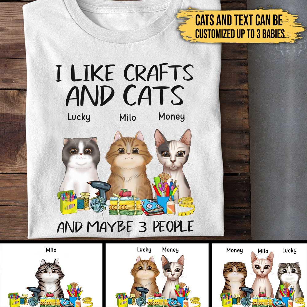 Personalized I Like Crafts And Cats Shirt