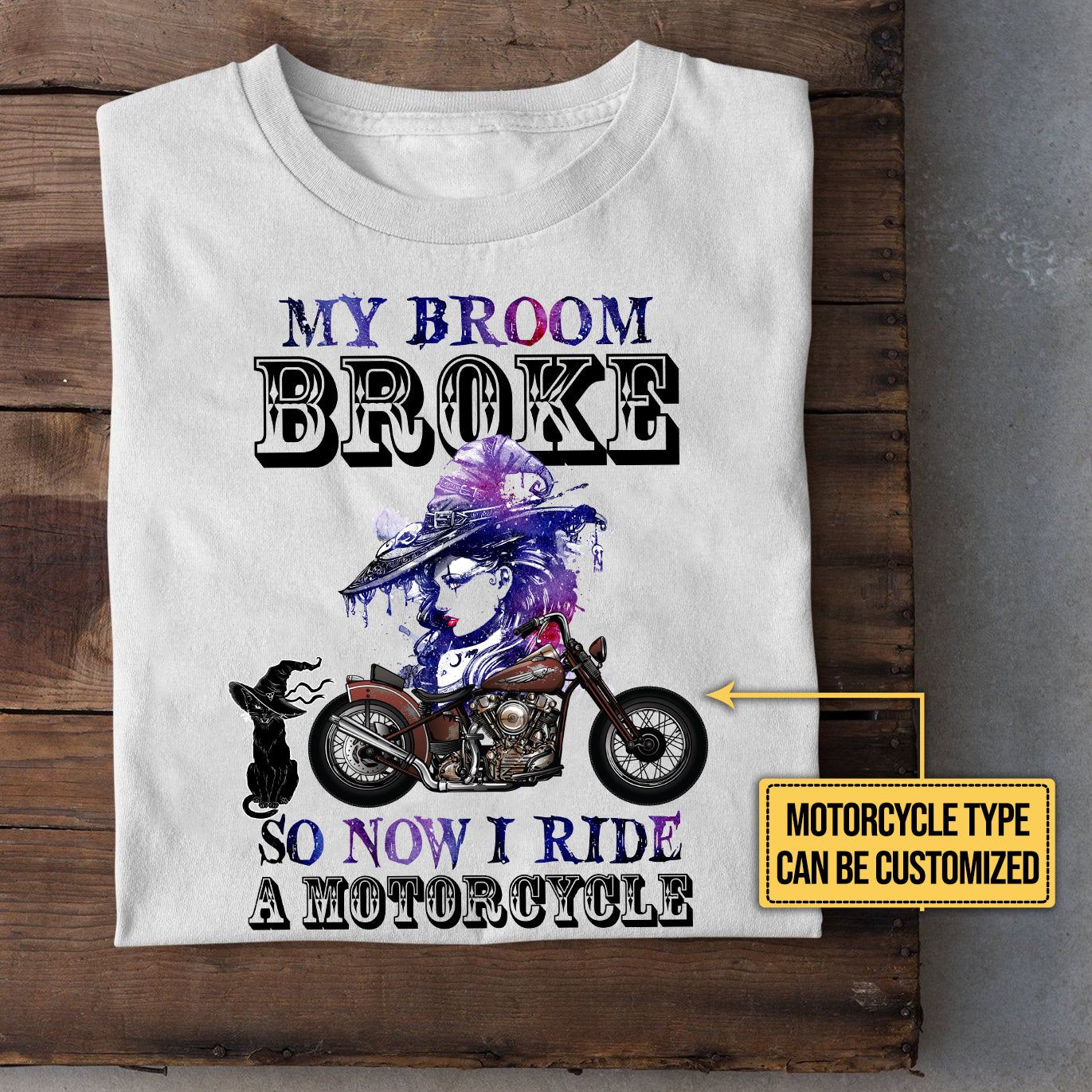 Personalized My Broom Broke So Now I Ride A Motorcycle Witch Shirt