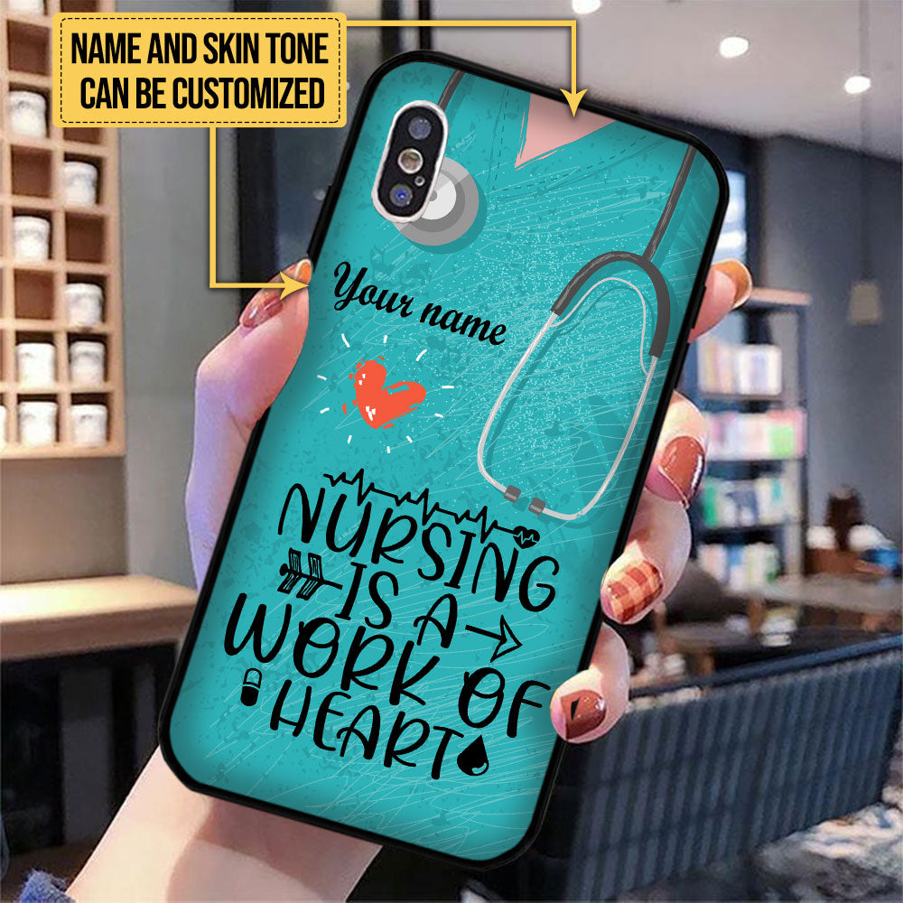 Personalized Nursing Is A Work Of Heart Glass Phone Case