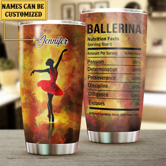 Personalized Ballerina Nutrition Facts Tumbler