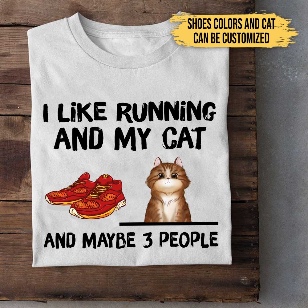 Personalized Love Running And Cats Shirt