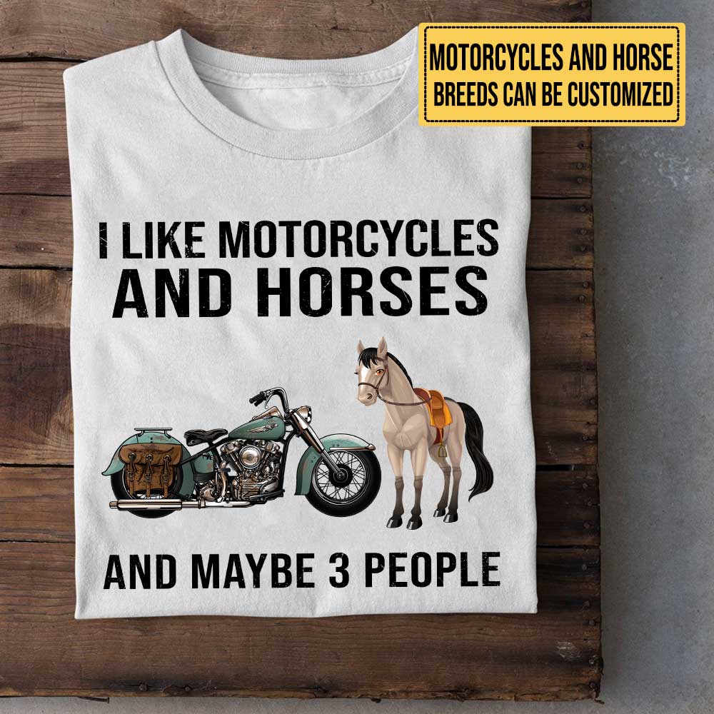 Personalized Love Motorcycles And Horses Shirt
