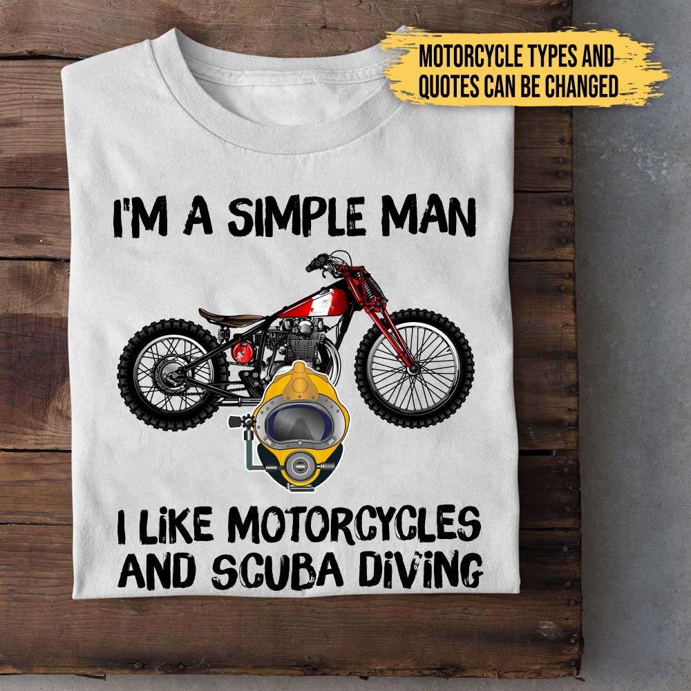 Personalized Love Motorcycles And Scuba Diving Shirt