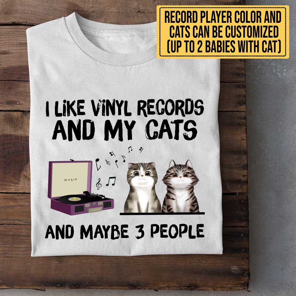 Personalized I Like Vinyl Records And My Cats Shirt