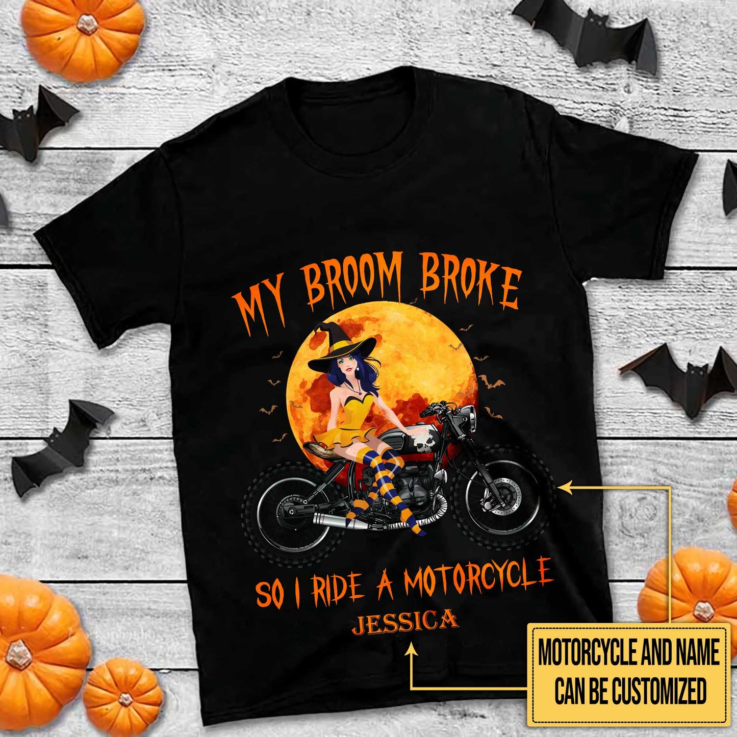 Personalized My Broom Broke So I Ride A Motorcycle Shirt