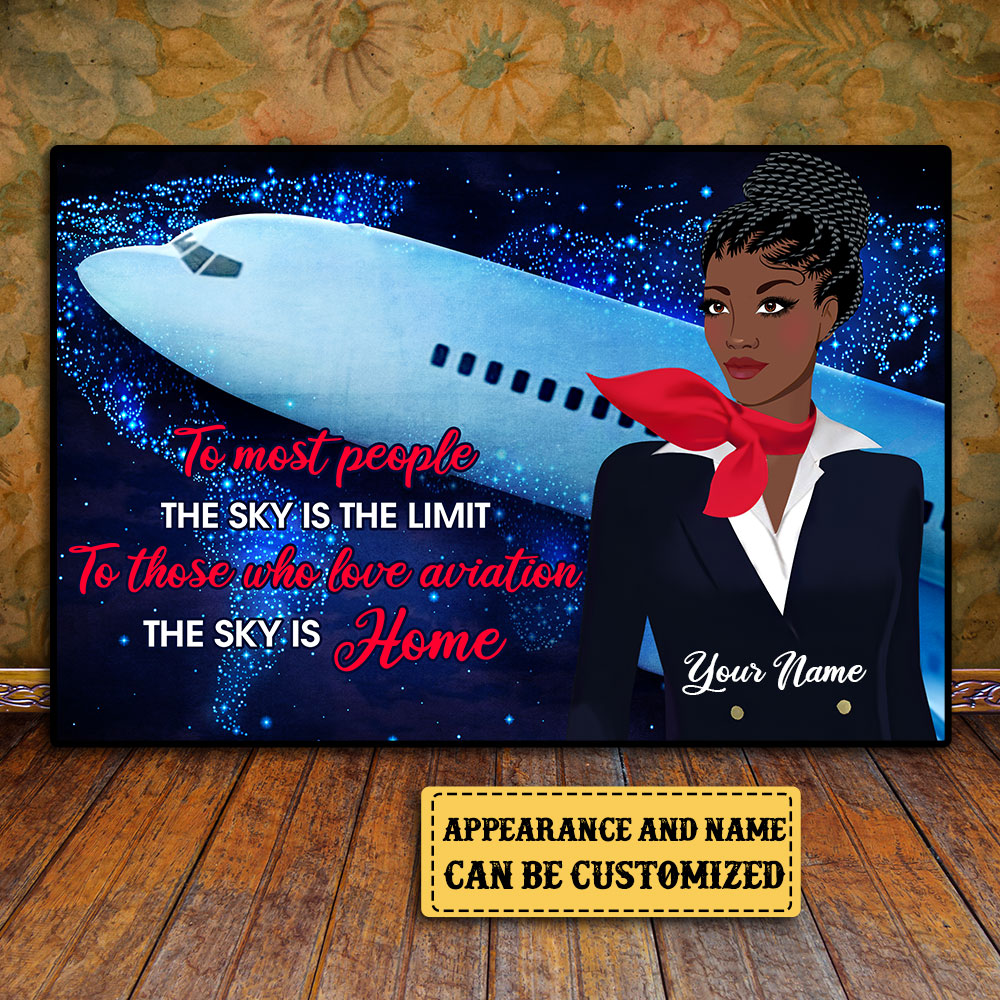 Personalized The Sky Is Home Flight Attendant Poster & Canvas