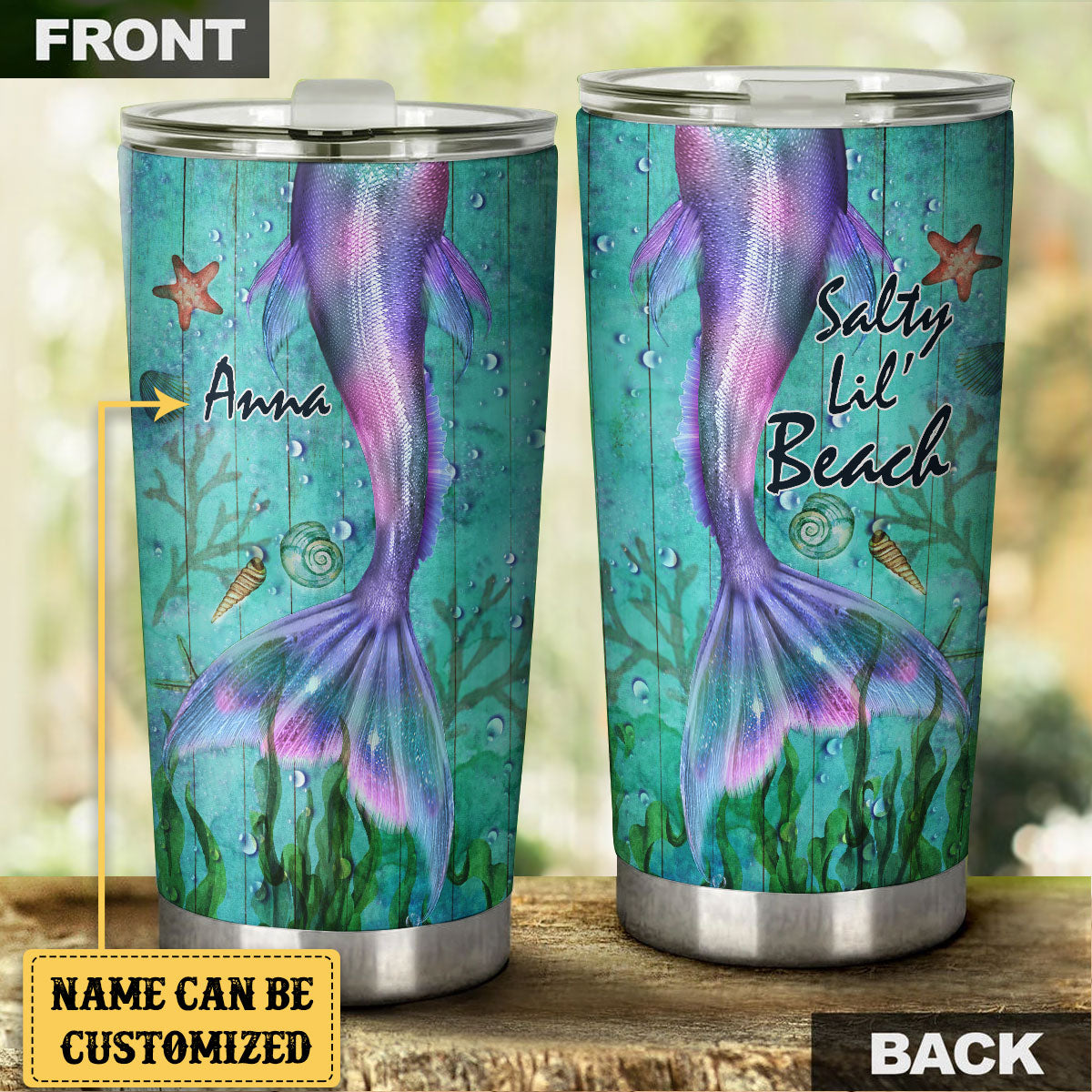 Personalized Mermaid Salty Lil' Beach Tumbler