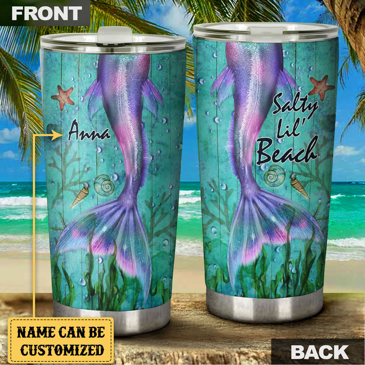 Personalized Mermaid Salty Lil' Beach Tumbler