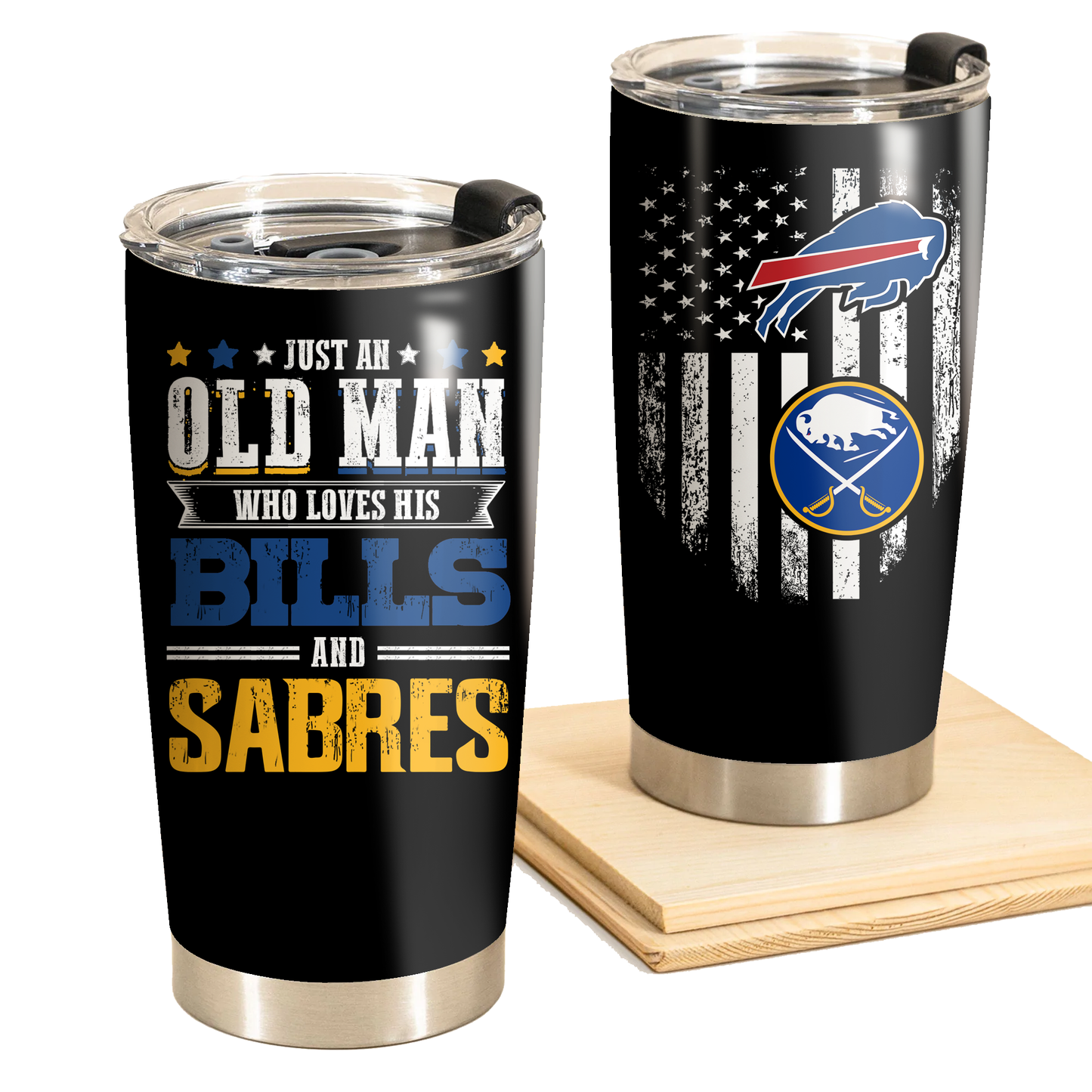 Just An Old Man Who Loves His Buffalo B And Buffalo SBR Tumbler - Father's Day Gift