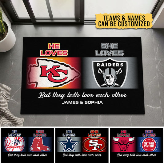 He Loves, She Loves -  Customized Doormat - Anti Slip Indoor Doormat (clt)