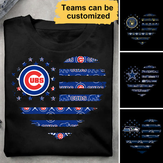 US Flag Heart Shirt - Customized Shirt