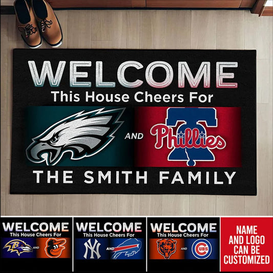Welcome, This House Cheers -  Customized Doormat - Anti Slip Indoor Doormat (clt)