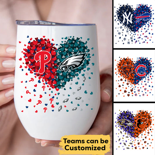 Customized Wine Tumbler - The Girl Loves Her Teams (clt)