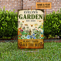 Personalized Garden Plant These Save The Bees Classic Metal Sign