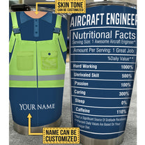 Personalized Aircraft Engineer Nutritional Facts Tumbler