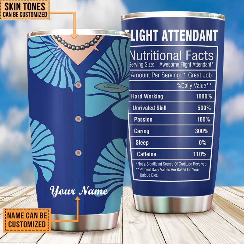 Personalized Flight Attendant Nutritional Facts Tumbler