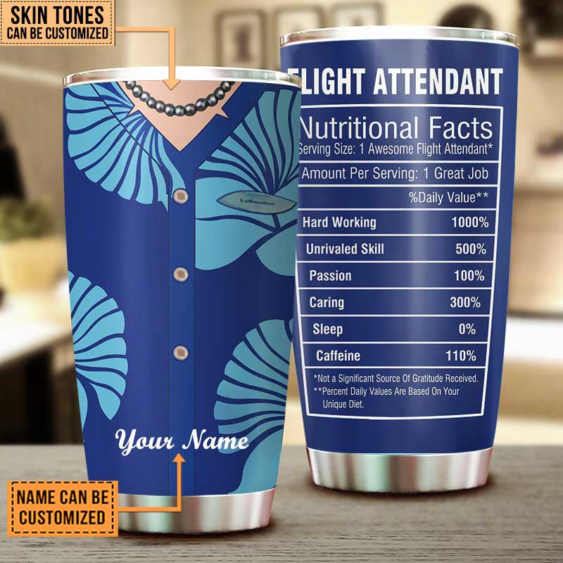 Personalized Flight Attendant Nutritional Facts Tumbler