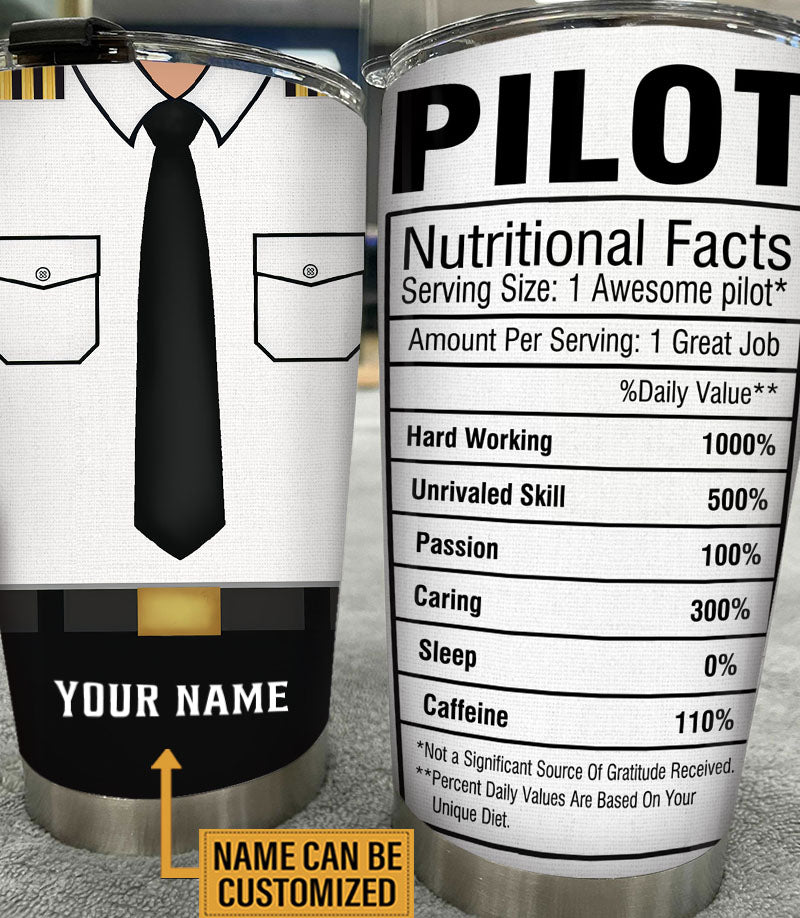Personalized Pilot Nutritional Facts Tumbler