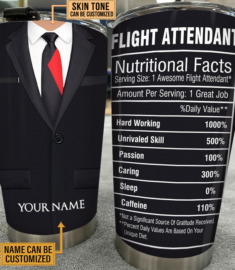 Personalized Flight Attendant Nutritional Facts Tumbler