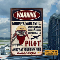 Personalized  Pilot Warning Metal Sign