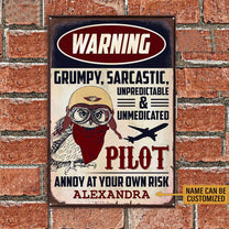 Personalized  Pilot Warning Metal Sign
