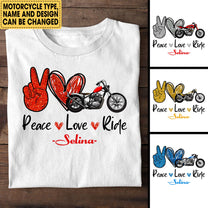 Personalized Peace Love Ride Motorcycle Shirt