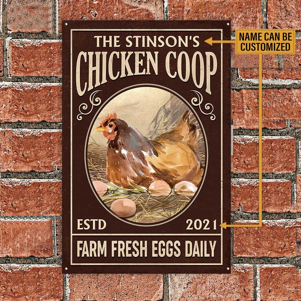 Personalized  Chicken Coop Farm Fresh Eggs Daily Metal Sign
