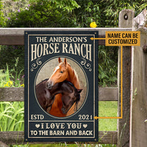 Personalized Horse Ranch I Love You To The Barn And Back Metal Sign