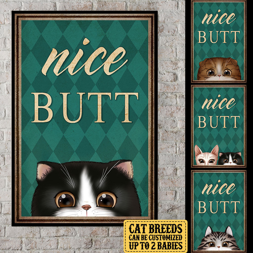 Personalized Funny Cat Bathroom Poster & Canvas