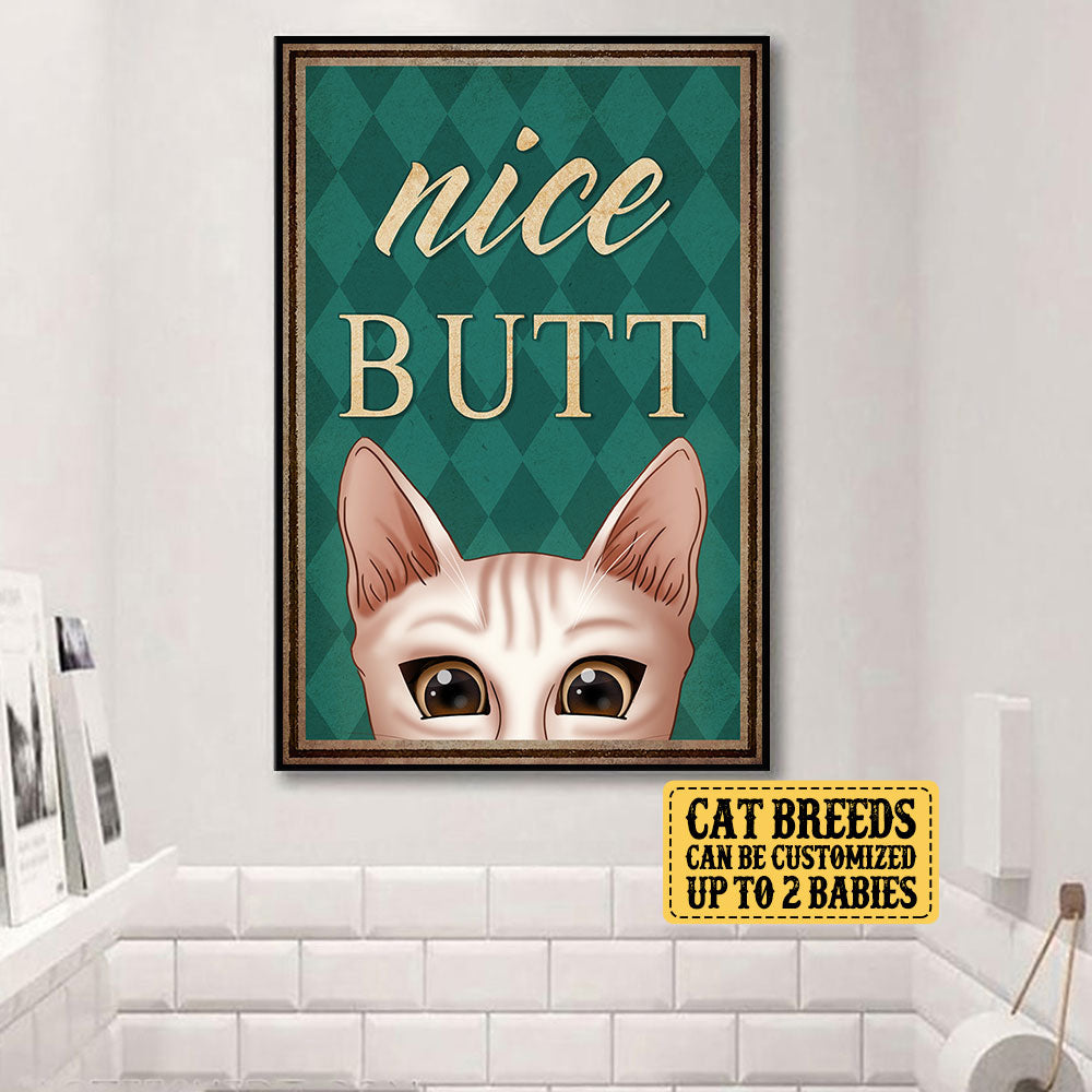 Personalized Funny Cat Bathroom Poster & Canvas