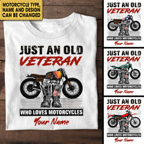 Personalized Just An Old Veteran Who Loves Motorcycles Shirt
