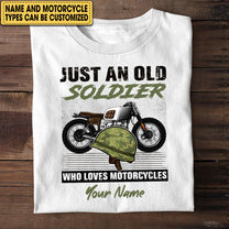 Personalized Just An Old Soldier Who Loves Motorcycles Shirt